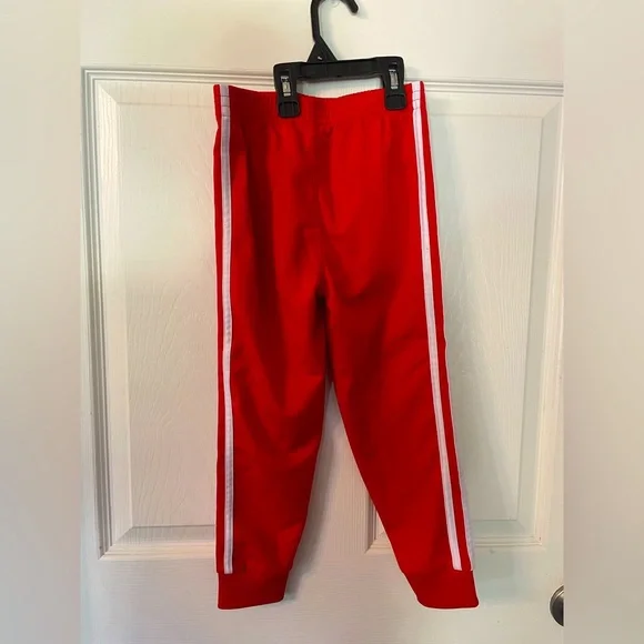 Adidas Kids Red Joggers Size 5 with White Stripes Trainers Like new condition - Picture 5 of 5